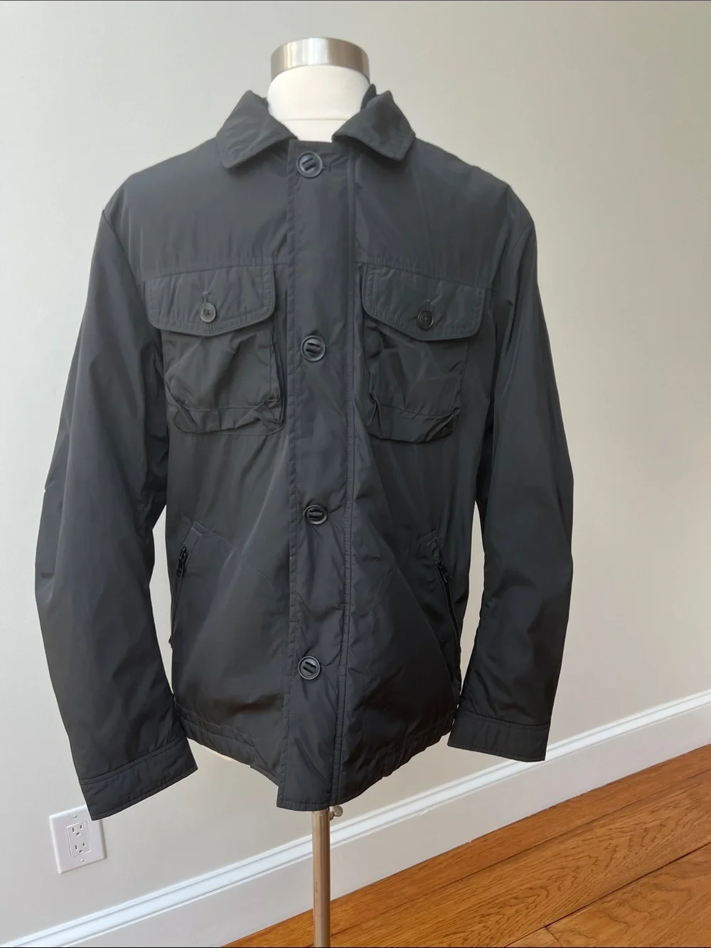 Banana Repiblic Men's Black Button-Front Lightweight Field Jacket